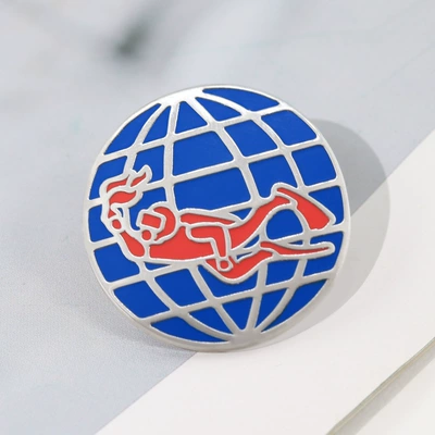 Padi Logo Enamel Brooch Red Diver Blue Earth Badge Scuba Diving Theme Backpack Accessories