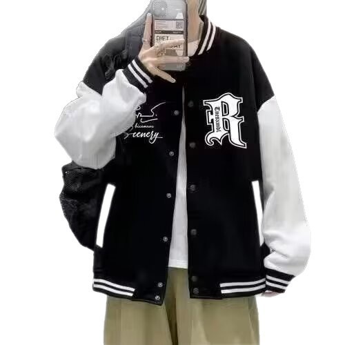 一件代发秋季潮牌夹克外套男宽松百搭棒球服运动开衫夹克外套男|undefined