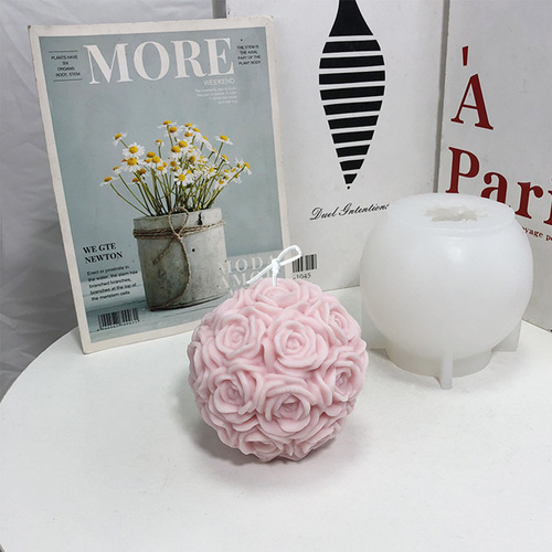 INS cross-border large Valentine's Day rose ball gift diy aromatherapy candle cake baking silicone mold