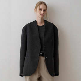 FAC*DE PATTE*N 西装毛呢外套女2025秋冬新款韩高级感V领羊毛大衣