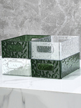 W6OI轻奢透明冰川纹收纳盒家用长方形塑料盒子桌面化妆品整