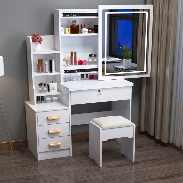 Mesa de maquillaje transfronteriza armario en un espejo push-pull venta caliente dormitorio simple moderno con armario de almacenamiento red comedor