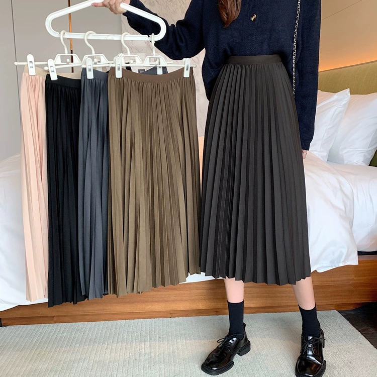 Новая тонкая плиссированная юбка с высокой талией многоцветная