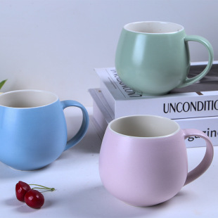 Internet celebrity big belly Ball Cup mug ceramic coffee couple girl casual advertising Cup enterprise gift logo lettering
