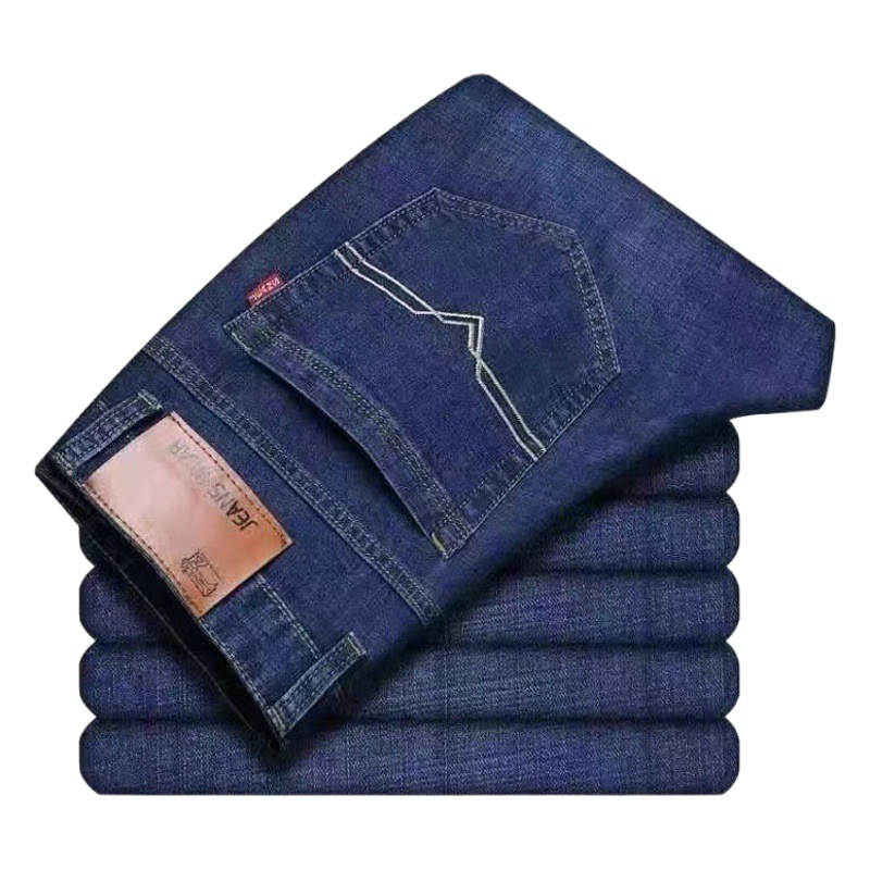 Verano nuevo estilo jeans elásticos pantalones largos de trabajo resistentes al desgaste para hombres de negocios casuales sueltos rectos para hombres