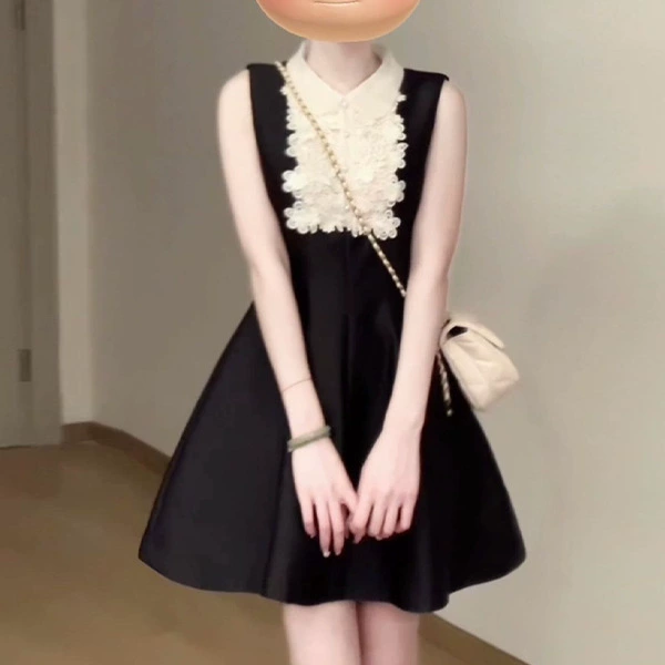 Платье-жилет без рукавов в стиле Хепберн, французское элегантное универсальное длинное платье трапециевидной формы с завышенной талией в стиле Miu, летний стиль.