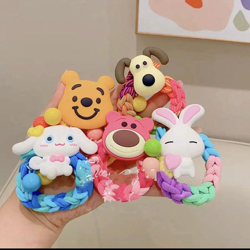 Juego de colores para niños tejido lindo invencible Perro Amor PVC pegamento flexible accesorios de joyería intestino grueso anillo de pelo caja de almacenamiento parche