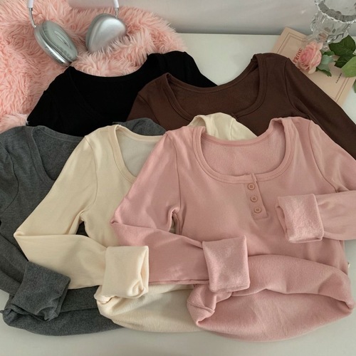 Deyu Long-Sleeve Thermal T-Shirt for Women: Autumn/Winter Korean-Style