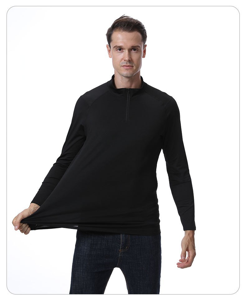 Men's Quick-drying Gym Top With Half-zip And High Neck_voghion.com