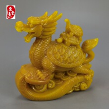 古玩收藏仿寿山石雕田黄如意龙龟辈辈福贵客厅装饰摆件
