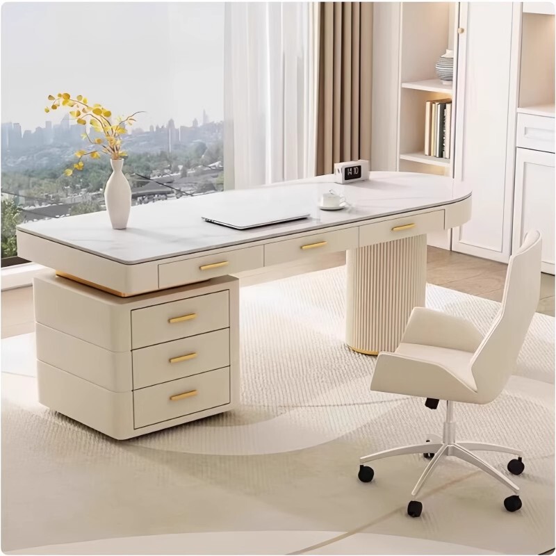 Cream-Colored Slate Desk, Bedroom Home Computer Desk, Light Luxury Executive Desk, Beauty Salon Medical Consultation Desk Cream-Colored Slate Desk, Bedroom Home Computer Desk, Light Luxury Executive Desk, Beauty Salon Medical Consultation Desk