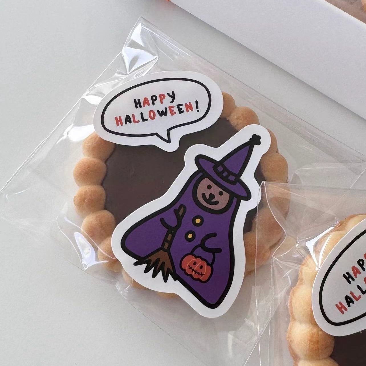 2款选 2024年跨境新款万圣节女巫halloween 对话框异形不干胶贴纸