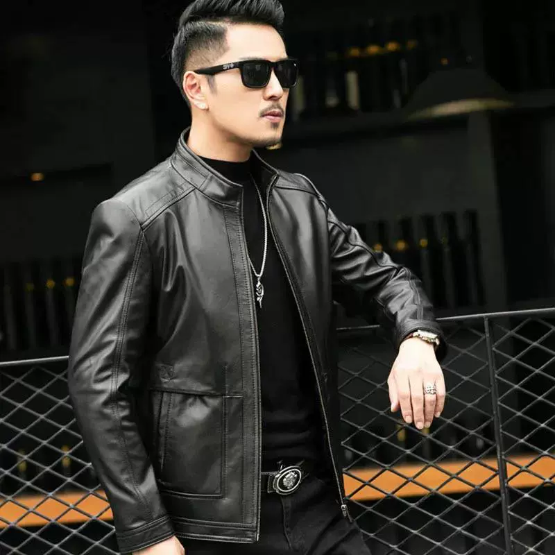 Cowhide leather jacket, genuine leather, Korean style, spring–autumn