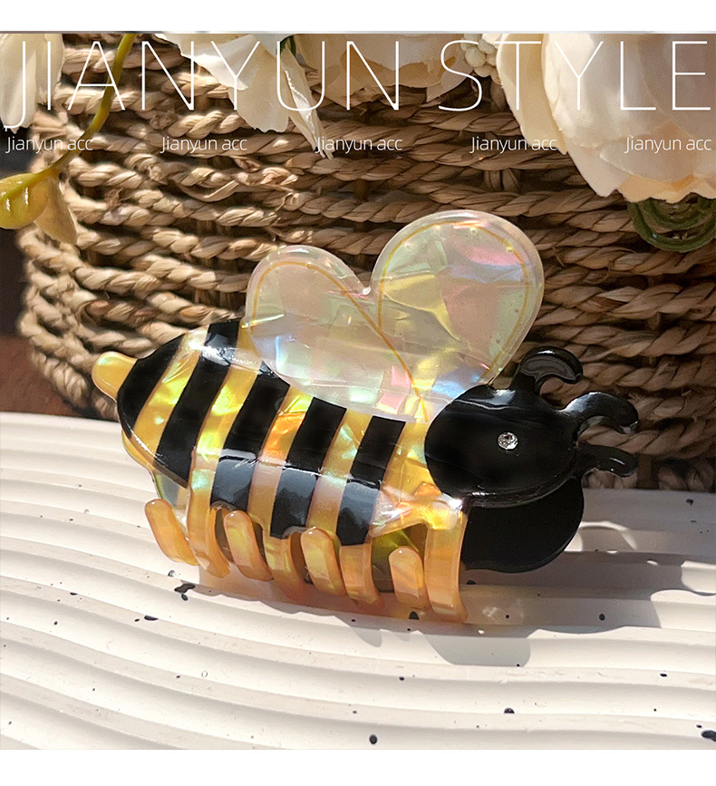 Daily, Street Occasion Acetic acid sheets Material Cartoon Style Cute Women's Bee Acetic Acid Sheets Hair Claws