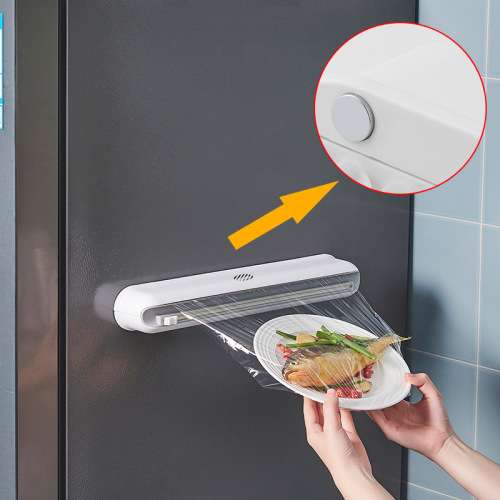 Plastic wrap cutter suction cup wall-mounted plastic wrap cutting box kitchen divider adjustable storage cutter