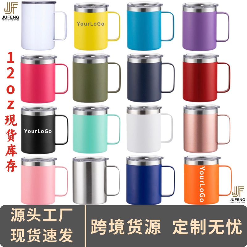 Cross-border Hot Mark Handle Office Cup Portable Insulation Cold 304 Stainless Steel Double Vacuum Source Supply