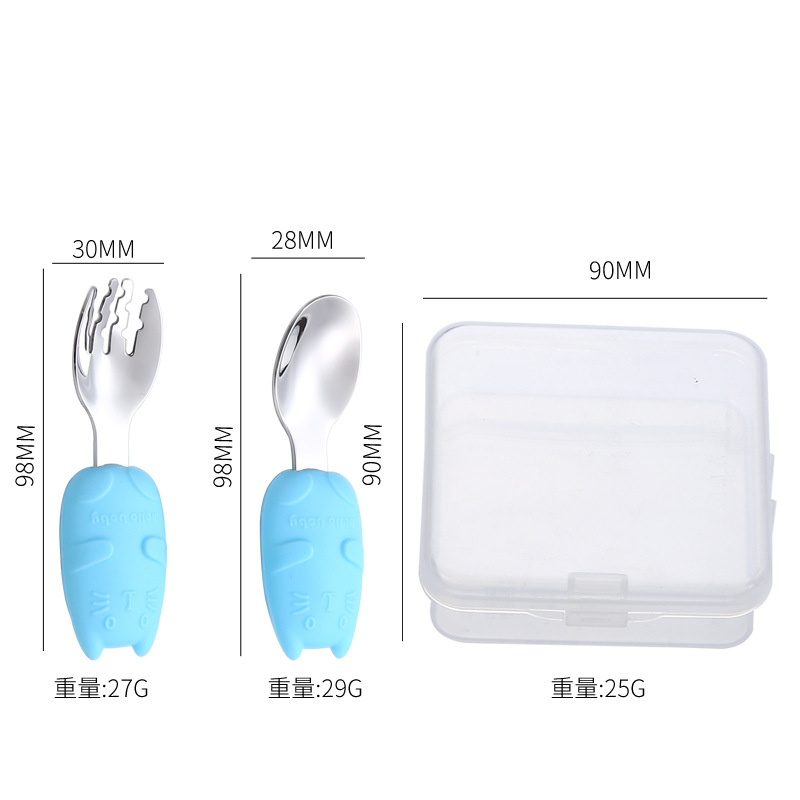 Bebé tenedor cuchara traje de aprender a comer entrenamiento mango corto 316 cuchara de acero inoxidable bebé comiendo comida complementaria niños vajilla fácil de sostener