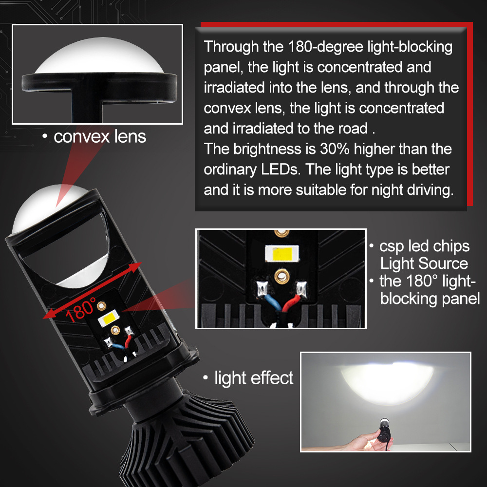 Factory hot sale T9 LED car headlight H4 mini far and near integrated projection lens light 9003 bulb