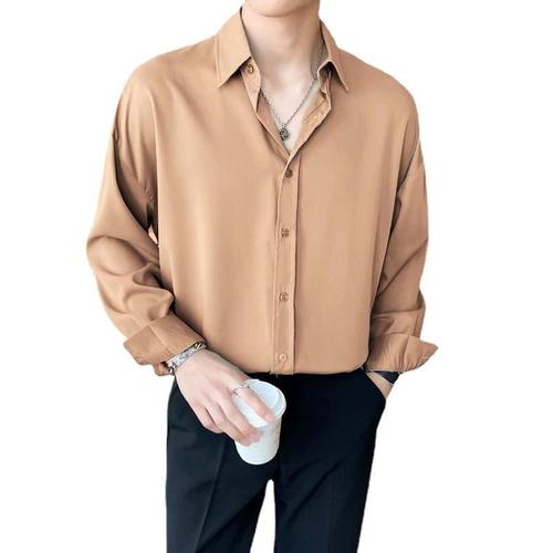 New Autumn Men's Long-Sleeve Shirt, Wrinkle-Resistant Korean Style Fashion Casual High-End Shirt, Stylish Trendy Top