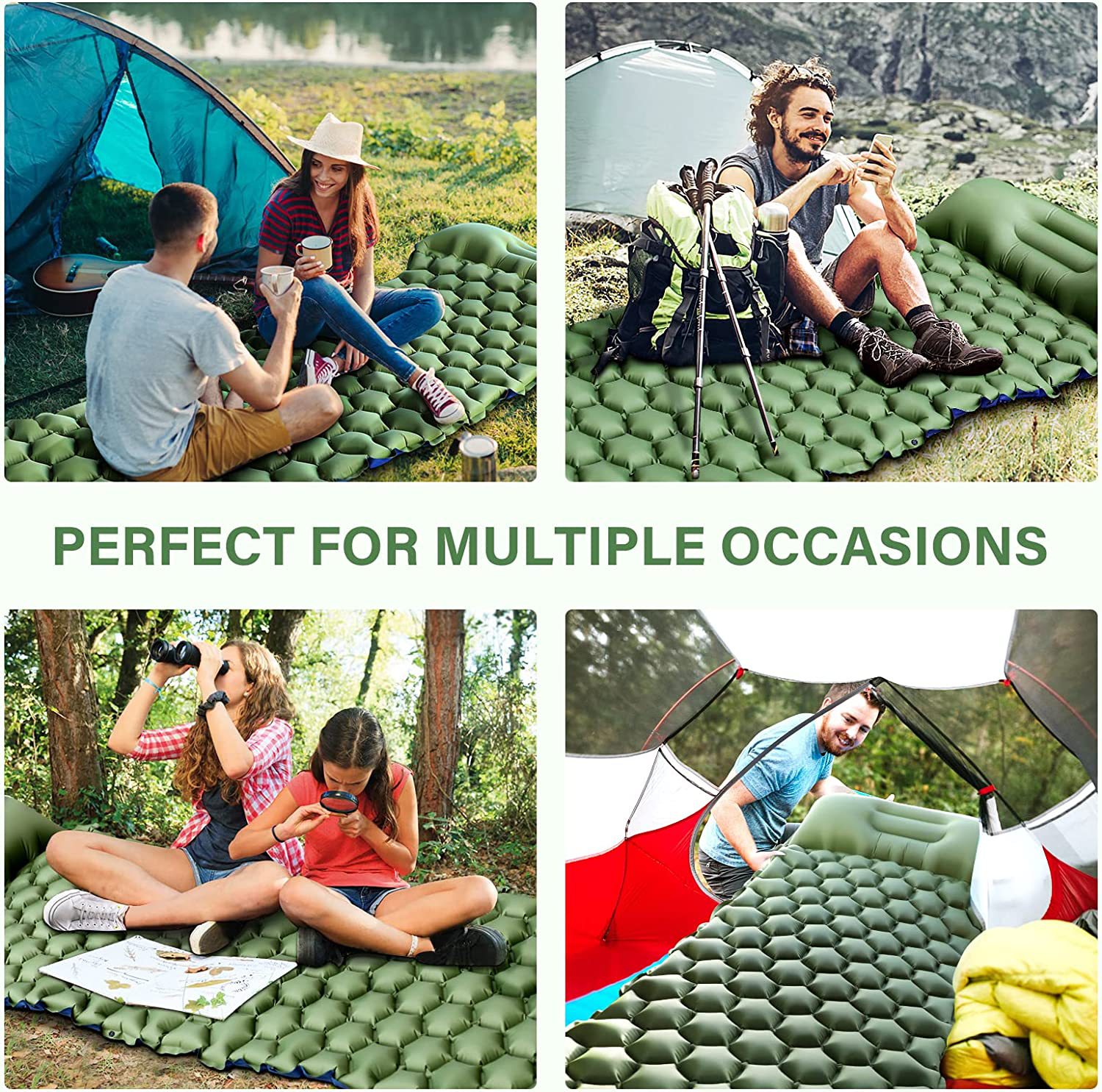 Description Picture 6 of itemOutdoor Camping Inflatable Mattress Sleeping Pad With Pillows Ultralight Air Mat Built In Inflator Pump Hiking