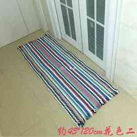 W9R加长布条垫棉布编织吸水性强浴室门厅卧室地垫脚垫多尺寸可选