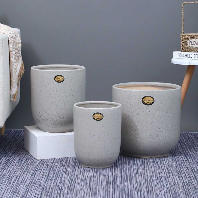 Fashionable and Simple Extra-Large Flower Pot Ceramic Floor-Standing Balcony Money Tree Tiger Skin Orchid Tree Green Plant Pot Wholesale