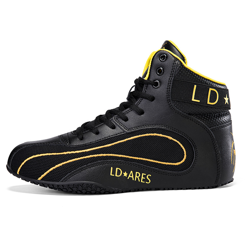 Zapatos de lucha libre de cuero transfronterizos para hombres fitness entrenamiento integral de fuerza zapatos de boxeo zapatos de lucha deslizantes transpirables zapatos sanda