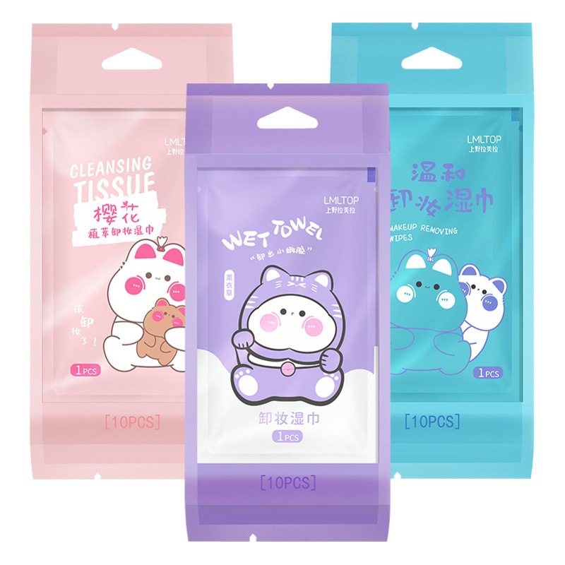 Lmltop Lazy limpieza toallitas 10 unidades lavanda Cherry Blossom embalaje independiente toallitas SY903 fábrica expreso