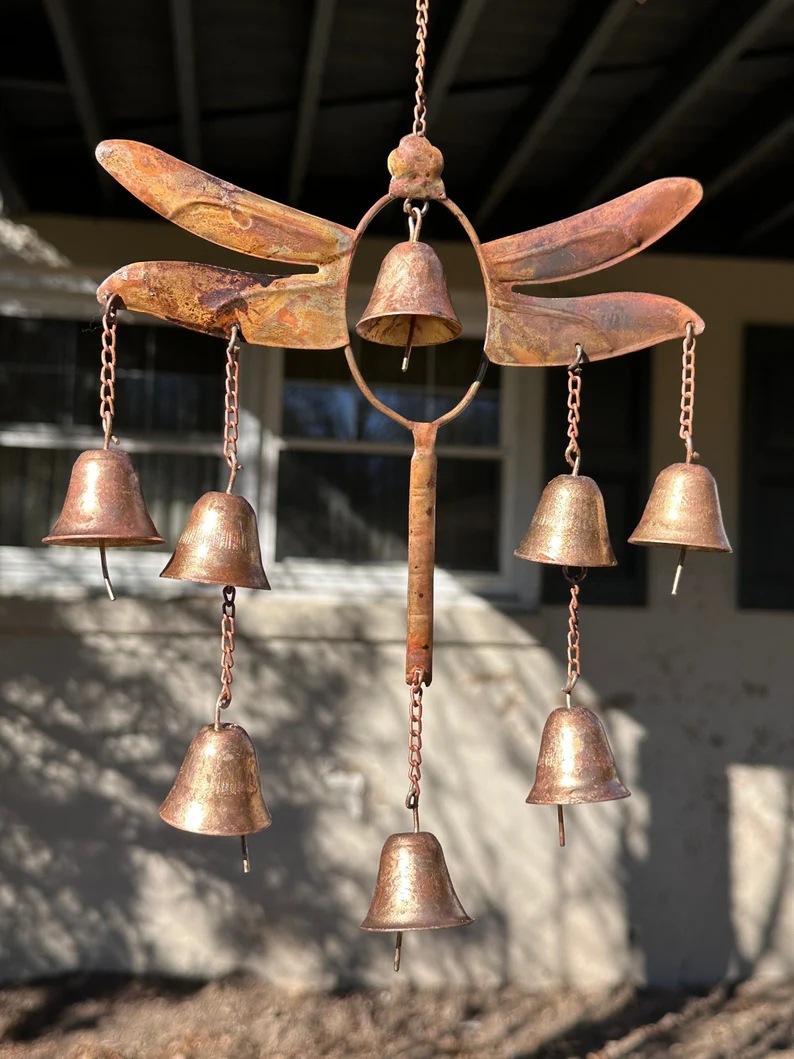 Cross-border Garden Decorations Dragonfly With Bells Wind Chime_voghion.com