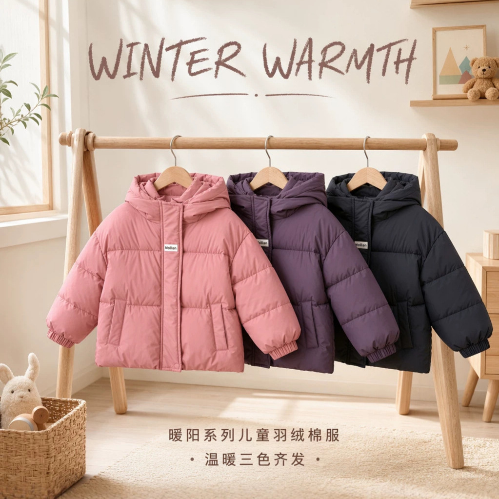 Children's down Cotton Jacket Winter Warm Clothing for Boys and Girls, Baby Cotton Coat, 2025 New Model for Older Children