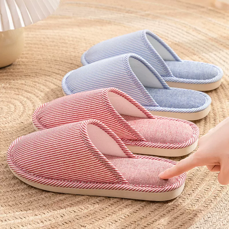 亚麻家居拖鞋棉麻四季室内户外通用防滑四季款女布料女款防滑拖鞋