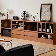 书柜家用模块组合柜美式客厅玻璃防尘储物收纳柜落地电视柜