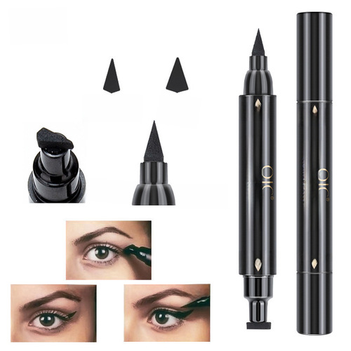 QIC Triangular Wing Double-Ended Eyeliner Pen Waterproof and Smudge-Proof Dual-Purpose Eyeliner Liquid Pen Southeast Asia Hot Item