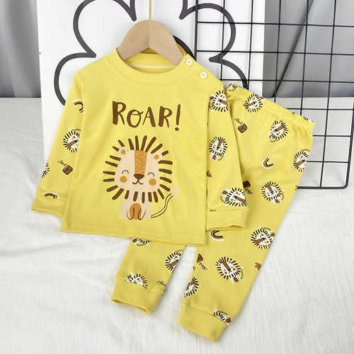 Children's underwear set, pure cotton boy's new autumn and winter pajamas, baby autumn clothes, autumn pants, home wear, children's clothing wholesale
