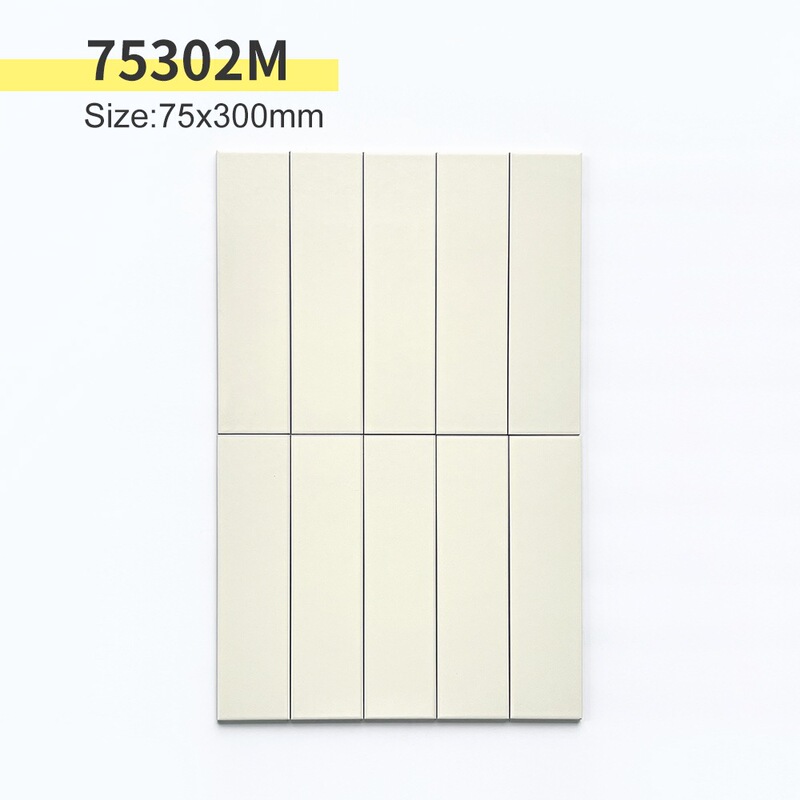 French-style long-handmade tiles 75x300, colorful matte background wall tiles, bathroom and homestay wall tiles, solid color tiles