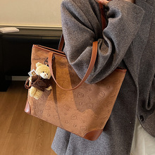 韩版ins复古单肩包包女小众设计卡通可爱小猫咪大容量手提托特包