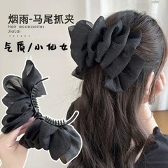 云朵泡泡蝴蝶结发饰品丸子头抓夹大号高级感发夹女后脑勺夹子头饰