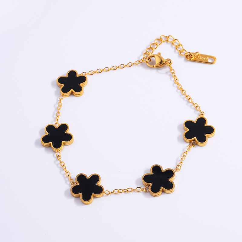 Jewelry & Accessories five petal flower DIY bracelet for women, all match, high grade, non fading, exquisite titanium steel bracelet DIY_voghion.com