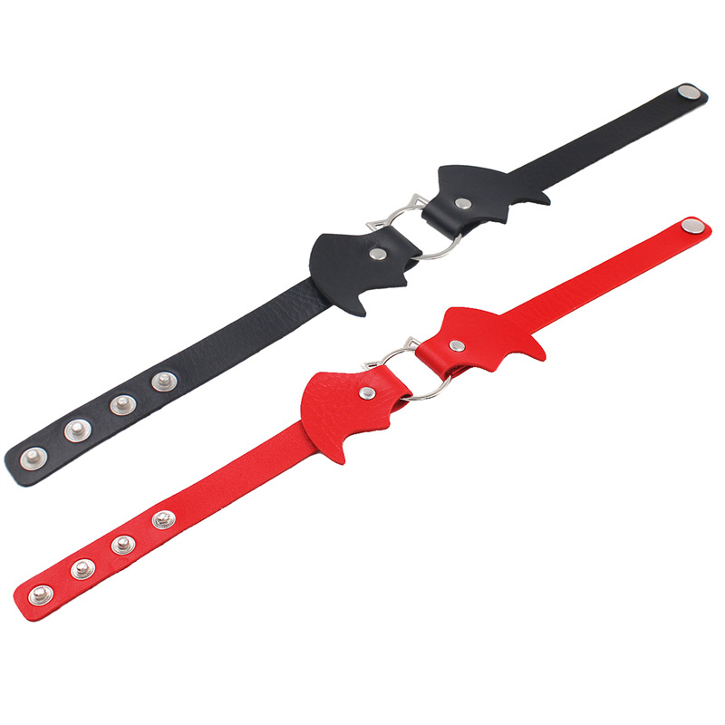 26g Weight Choker Classification Punk Bat Pu Leather Alloy Choker Wholesale