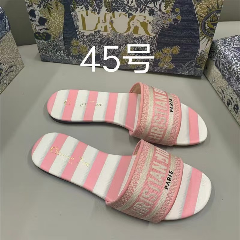 Dior Dway Slide Embroidered Pink Stripe