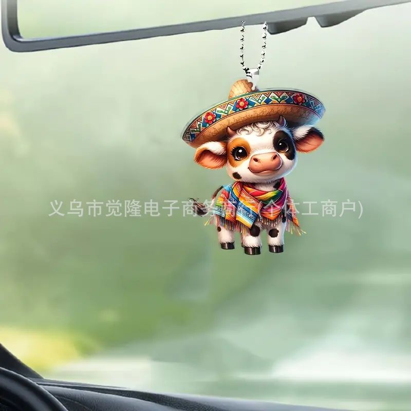 Transfronterizo dibujos animados vaca colgante plano transfronterizo automóvil espejo retrovisor interior colgante decoración de fiesta image 1