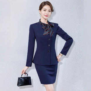 Stewardess Professional Temperament Front Desk Spring Autumn and Winter New Long Sleeve Jacket Jacket Pants Two-Piece Suit Work Clothes Fashion