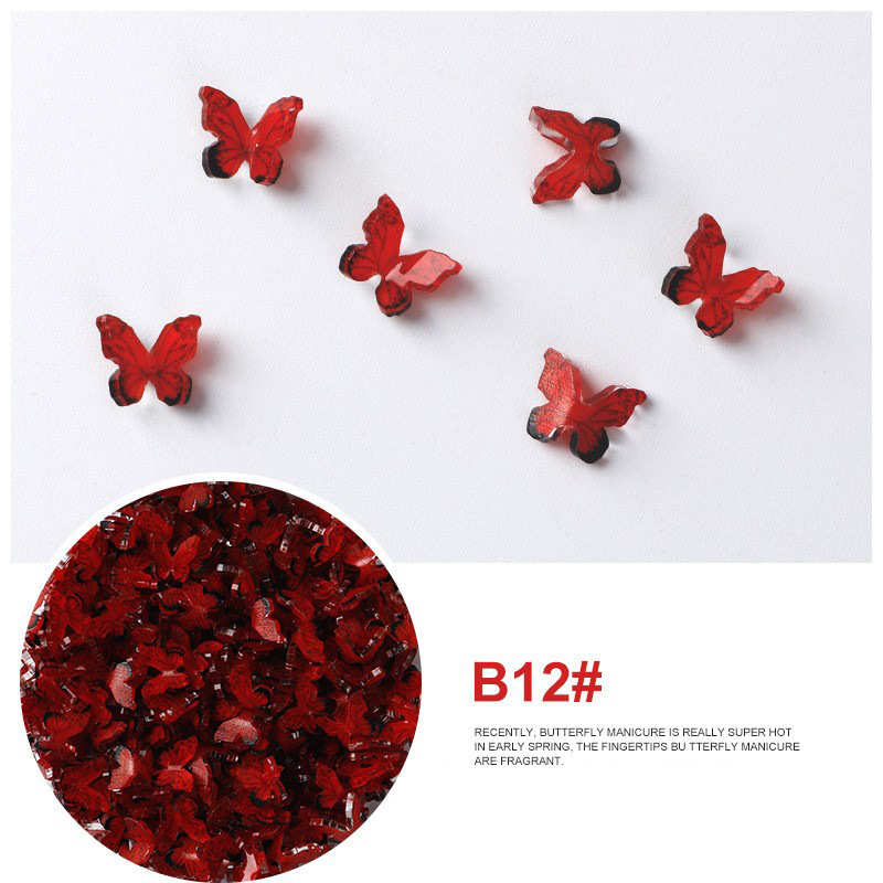 Acrílico mariposa resina tridimensional accesorios de uñas accesorios de flores plástico transparente uñas hechas a mano material DIY image 25
