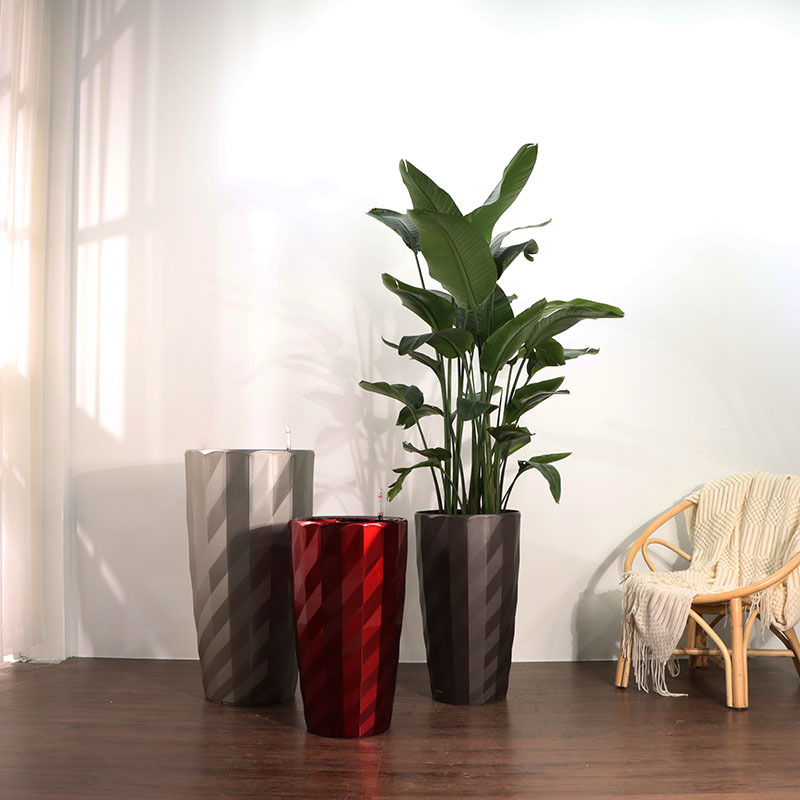 Suministro directo de fábrica auto-absorbente maceta redonda pintura de piso nórdico diamante superficie perezoso auto-absorbente maceta al por mayor