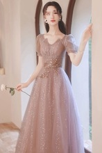 生日成人订婚礼服法式伴娘服粉色艺考主持人演出学生毕业典礼日常