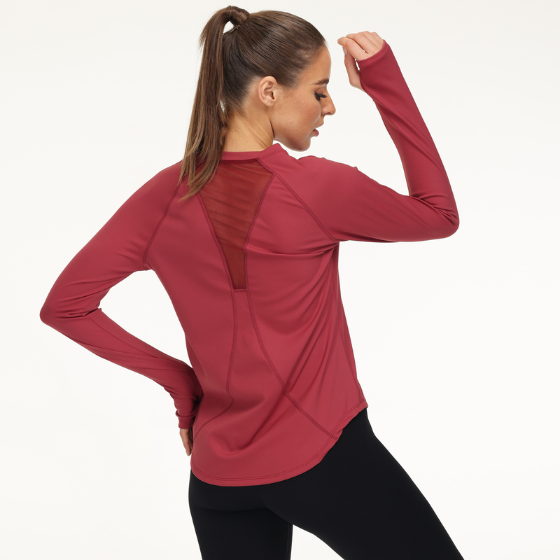 Counter Same Style Spring and Summer Yoga Wear Tight Sports T-Shirt Quick-Drying Elastic Fitness Top Women's Mesh Running Long Sleeves