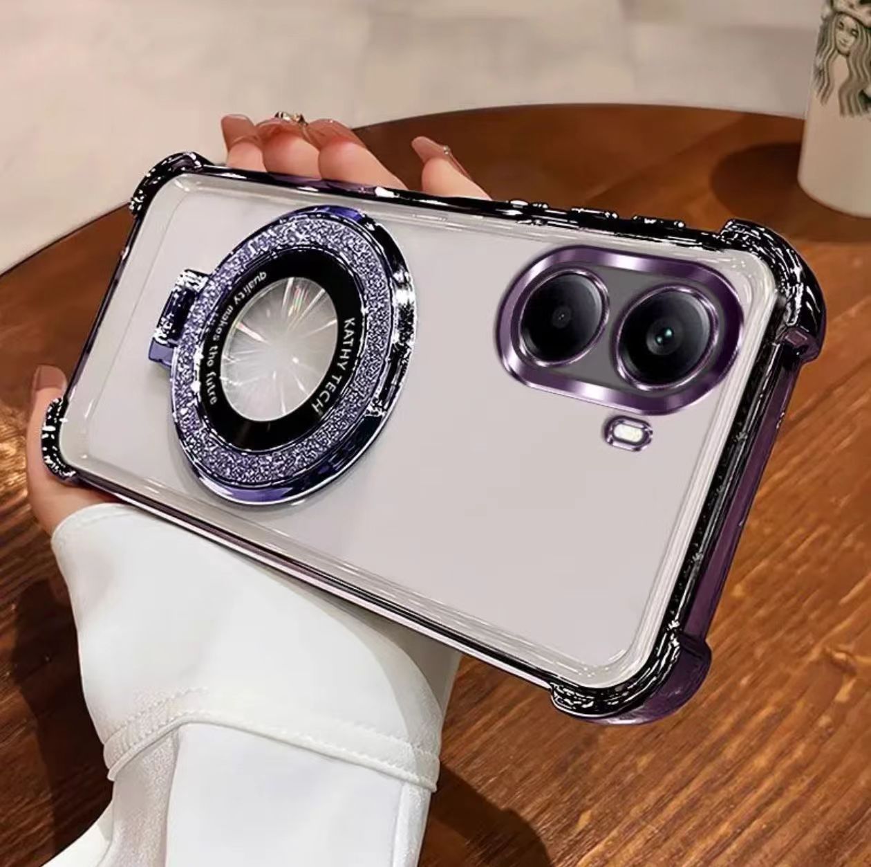 [Purple] Square Case + Glitter Stand