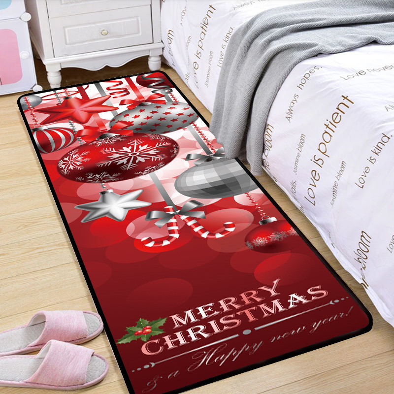 跨境法兰绒印花北欧圣诞系列纱发地垫茶几垫客厅地毯卧室床边毯