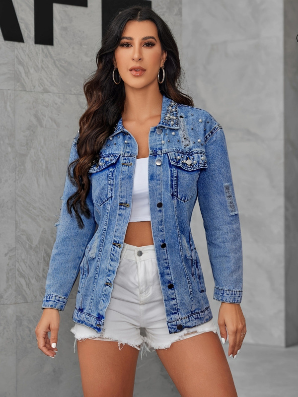 L 20741 Heavy Work Beaded Denim Jacket L 20741 Heavy Work Beaded Denim Jacket