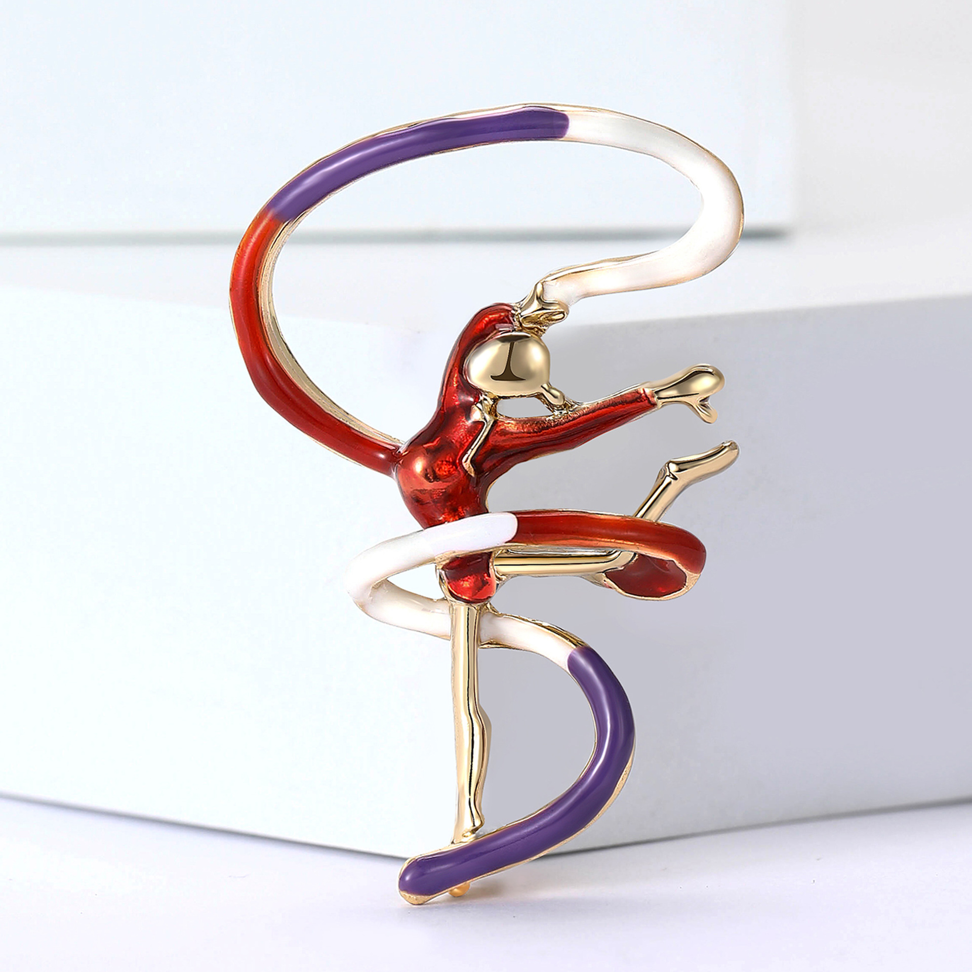 New Style Personalized Fashion Alloy Enamel Gymnastics Girl's Brooch Creative All-match Women's Clothing Corsage Jewelry Pin